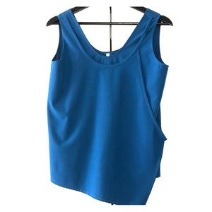 Blue Asymmetrical Sleeveless Top